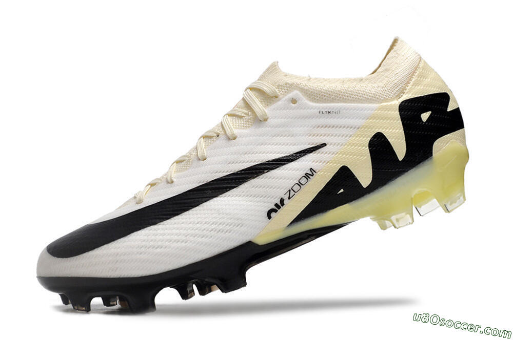 Nike Air Zoom Mercurial Vapor 15 Elite FG Firm Ground Soccer Cleats - White/Beige/Black 5