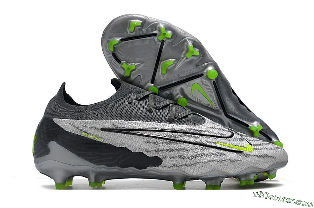 FG Soccer Cleats | Nike Phantom GX Elite - Grey, Black, Green Colorway