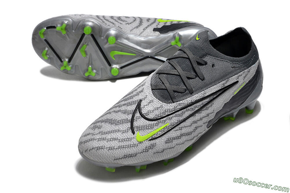 Nike Phantom GX Elite FG Firm Ground Soccer Cleats - Grey/Black/Green 3