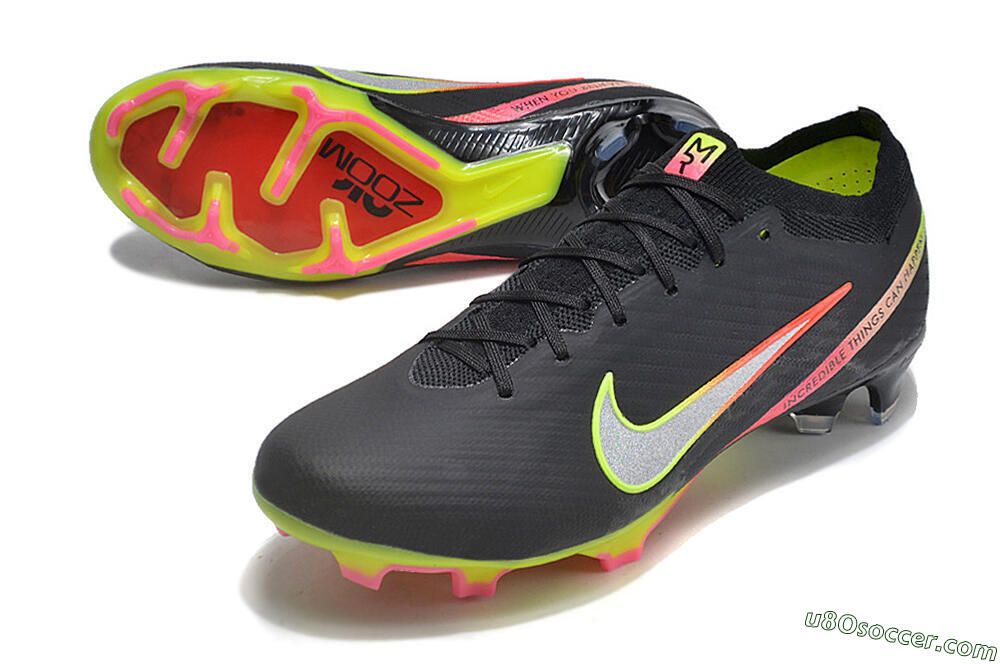 Nike Air Zoom Mercurial Vapor 15 Elite FG Firm Ground Soccer Cleats - Black/Silver/Yellow/Red 3