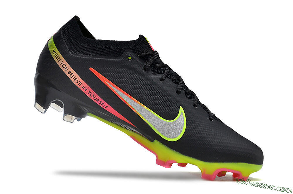 Nike Air Zoom Mercurial Vapor 15 Elite FG Firm Ground Soccer Cleats - Black/Silver/Yellow/Red 4