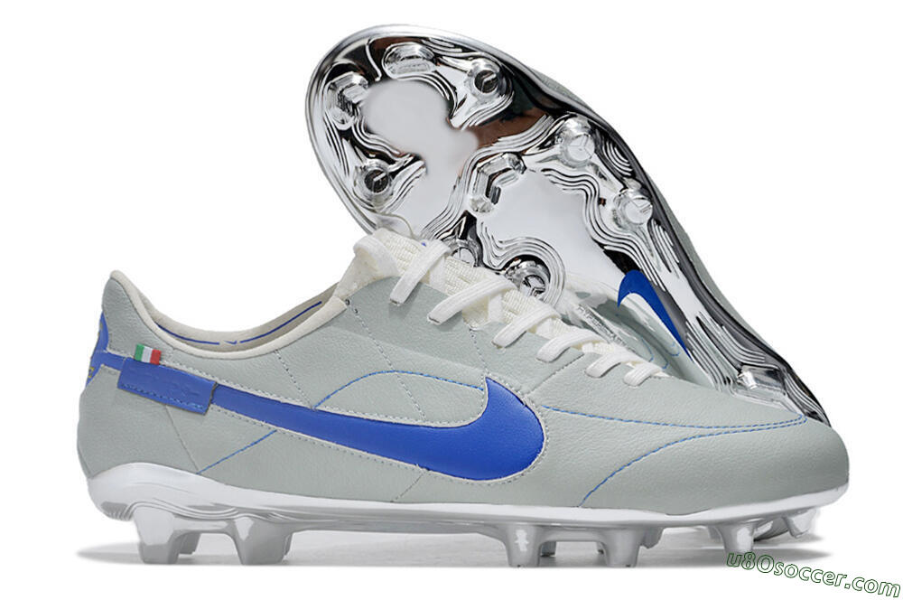 Nike Tiempo Legend 9 Elite FG Firm Ground Soccer Cleats - Grey/Blue/Silver 1