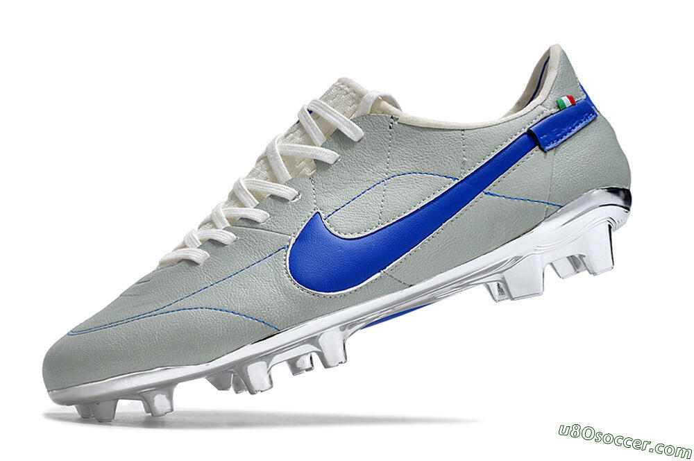 Nike Tiempo Legend 9 Elite FG Firm Ground Soccer Cleats - Grey/Blue/Silver 5