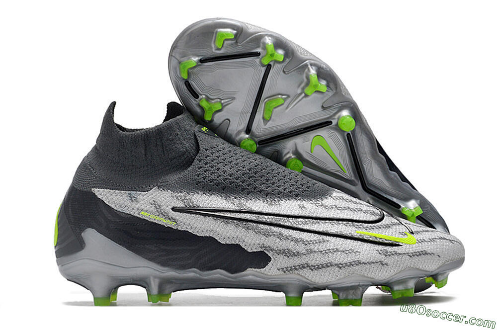 Nike Phantom GX Elite DF Link FG Firm Ground Soccer Cleats - Grey/Black/Green 1