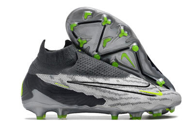Nike Phantom GX Elite DF Link FG Firm Ground Soccer Cleats - Grey/Black/Green