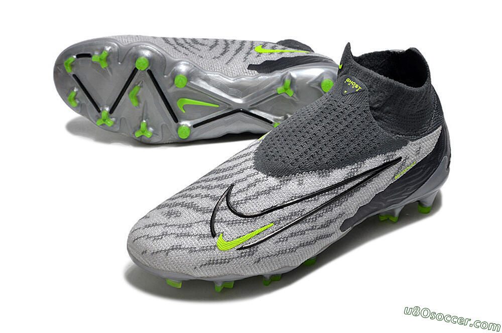 Grey, Black & Green FG Soccer Cleats | Phantom GX Elite DF Link