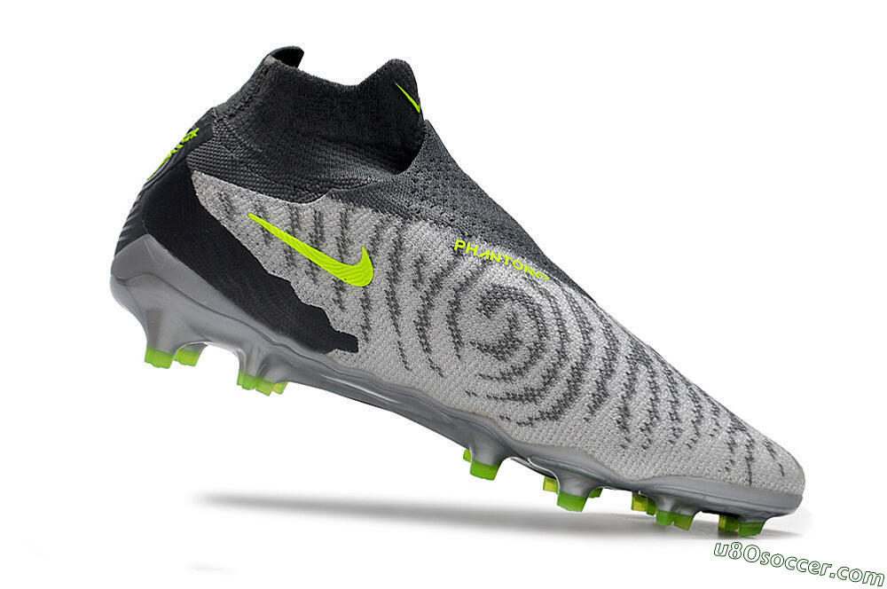 Nike Phantom GX Elite DF Link FG Firm Ground Soccer Cleats - Grey/Black/Green 4