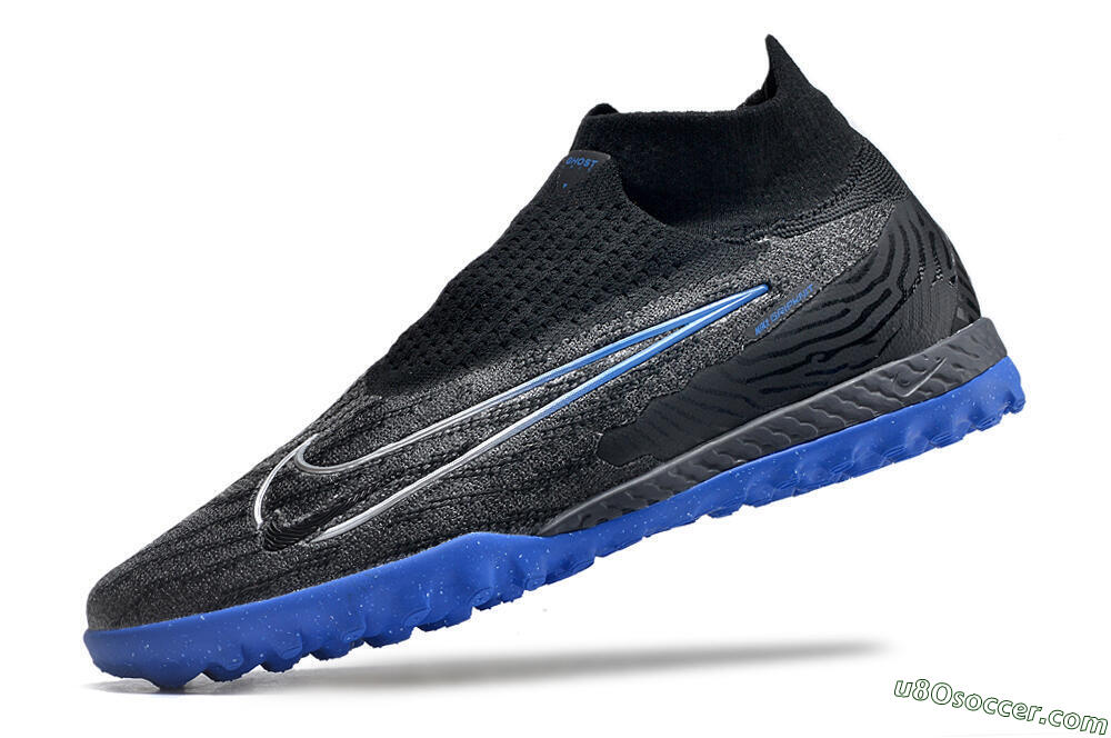 Nike Phantom GX Elite DF Link TF Artificial Turf Soccer Shoes - Grey/Black/Blue 5