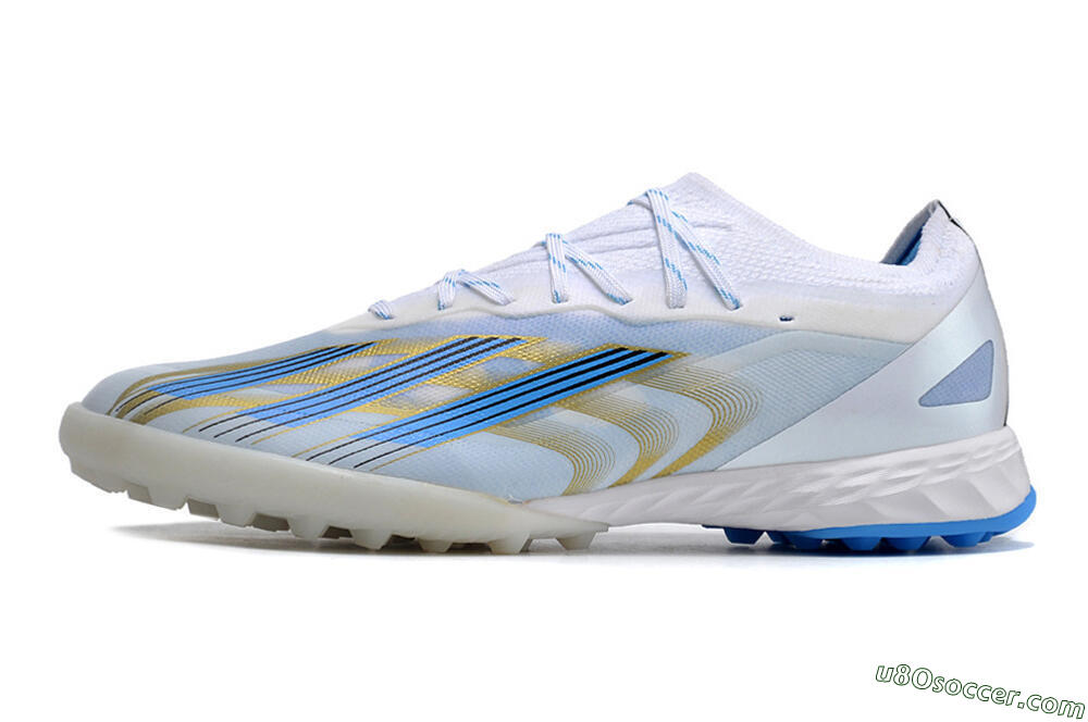 Adidas X Crazyfast.1 TF Artificial Turf Soccer Shoes - White/Blue/Gold 2