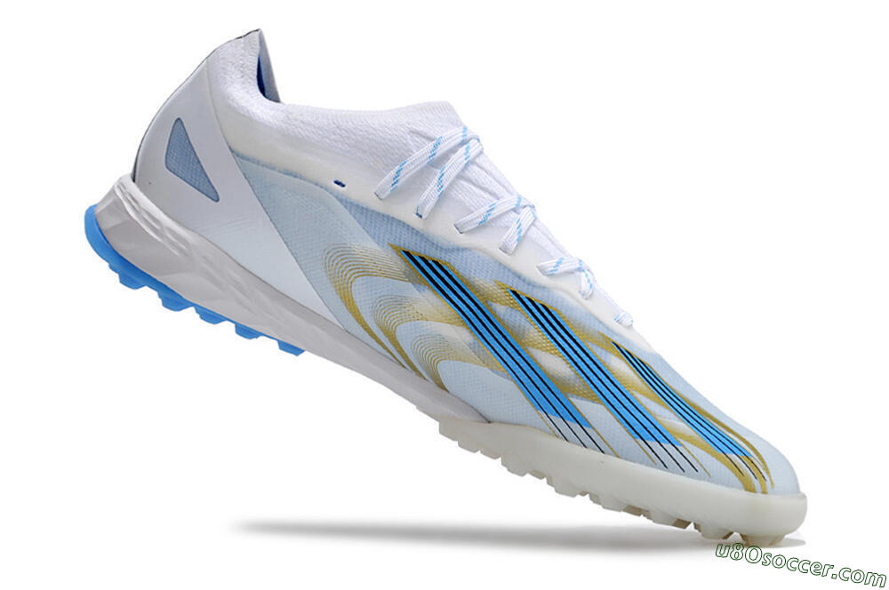 Adidas X Crazyfast.1 TF Artificial Turf Soccer Shoes - White/Blue/Gold 4