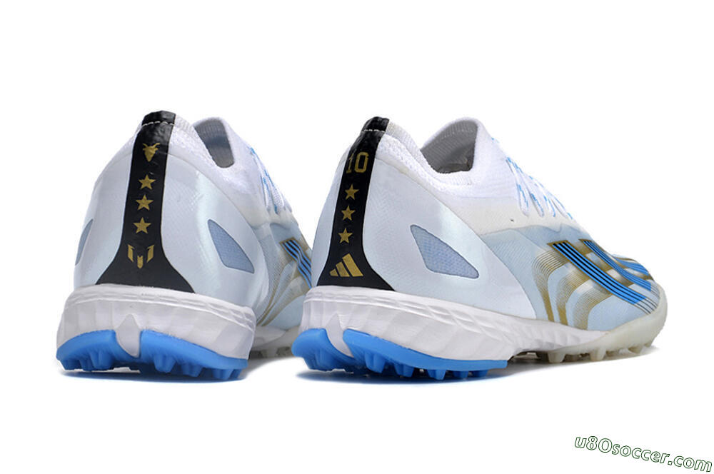 Adidas X Crazyfast.1 TF Artificial Turf Soccer Shoes - White/Blue/Gold 6