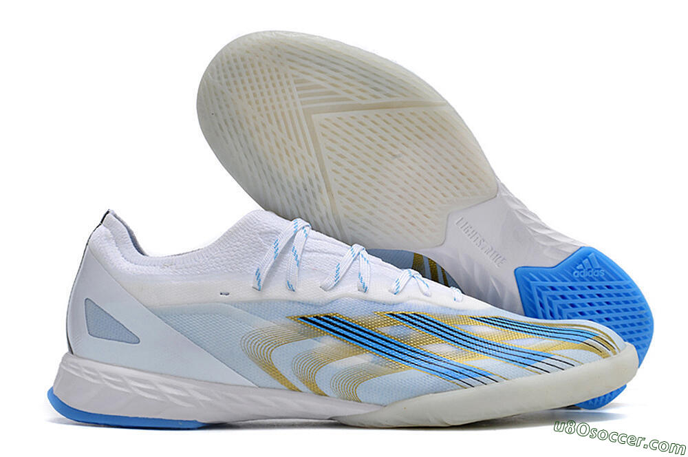 Adidas X Crazyfast.1 IC Indoor & Futsal Soccer Shoes - White/Blue/Gold 1