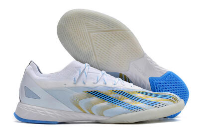 Adidas X Crazyfast.1 IC Indoor & Futsal Soccer Shoes - White/Blue/Gold