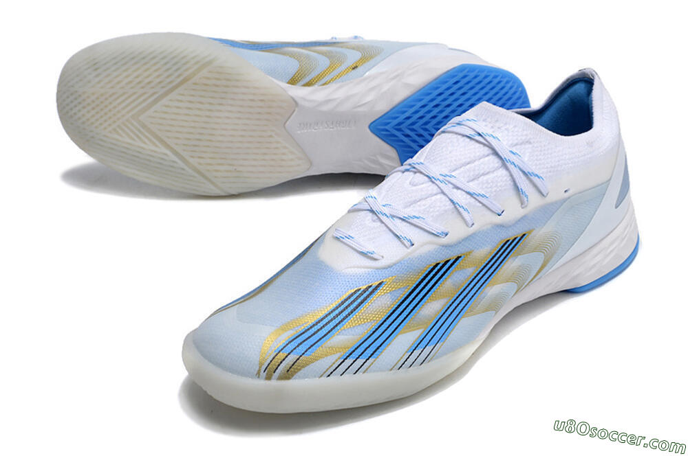 Adidas X Crazyfast.1 IC Indoor & Futsal Soccer Shoes - White/Blue/Gold 3