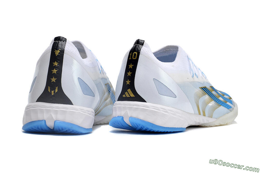 Adidas X Crazyfast.1 IC Indoor & Futsal Soccer Shoes - White/Blue/Gold 6