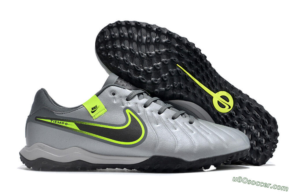 Nike Tiempo Legend 10 Academy TF Artificial Turf Soccer Shoes - Silver/Grey/Yellow 1
