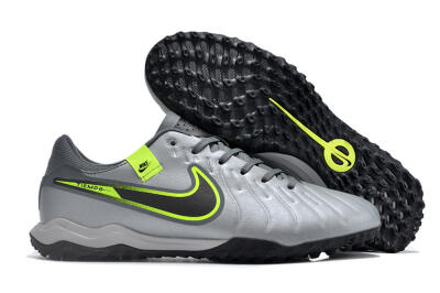 Nike Tiempo Legend 10 Academy TF Artificial Turf Soccer Shoes - Silver/Grey/Yellow