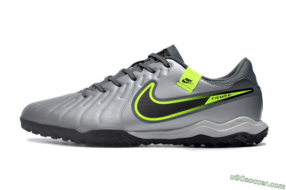 Nike Tiempo Legend 10 Academy TF Artificial Turf Soccer Shoes - Silver/Grey/Yellow 2