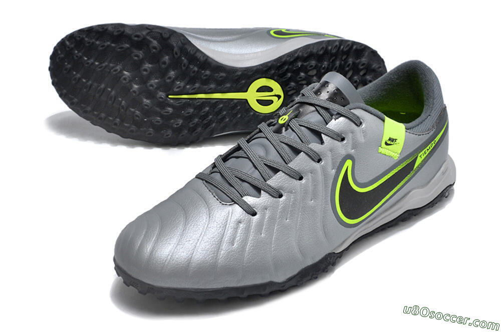 Nike Tiempo Legend 10 Academy TF Artificial Turf Soccer Shoes - Silver/Grey/Yellow 3