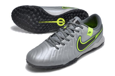 Nike Tiempo Legend 10 Academy TF Artificial Turf Soccer Shoes - Silver/Grey/Yellow