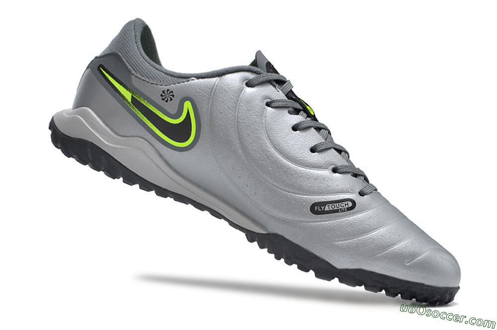 Nike Tiempo Legend 10 Academy TF Artificial Turf Soccer Shoes - Silver/Grey/Yellow 4