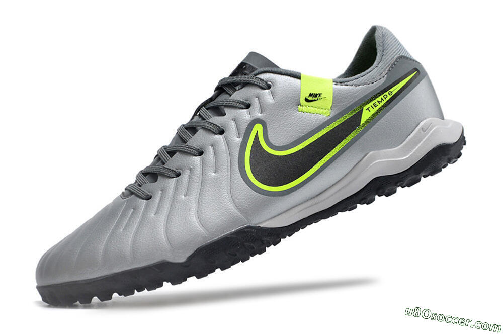 Nike Tiempo Legend 10 Academy TF Artificial Turf Soccer Shoes - Silver/Grey/Yellow 5