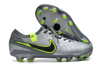 Nike Tiempo Legend 10 Elite FG Firm Ground Soccer Cleats - Silver/Grey/Yellow