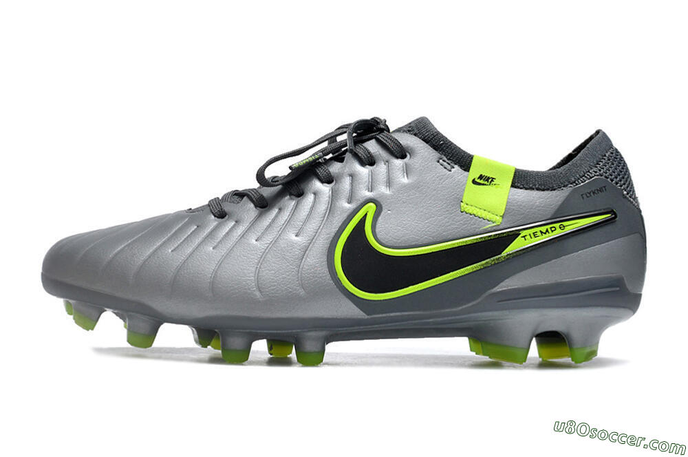 Nike Tiempo Legend 10 Elite FG Firm Ground Soccer Cleats - Silver/Grey/Yellow 2