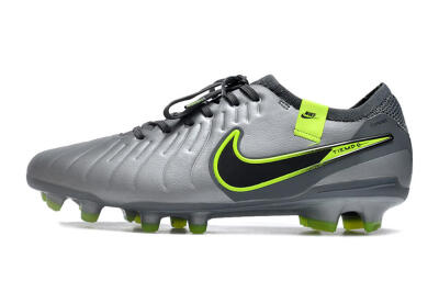 Nike Tiempo Legend 10 Elite FG Firm Ground Soccer Cleats - Silver/Grey/Yellow
