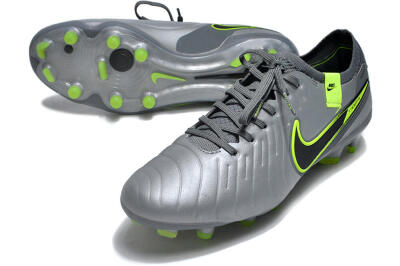 Nike Tiempo Legend 10 Elite FG Firm Ground Soccer Cleats - Silver/Grey/Yellow