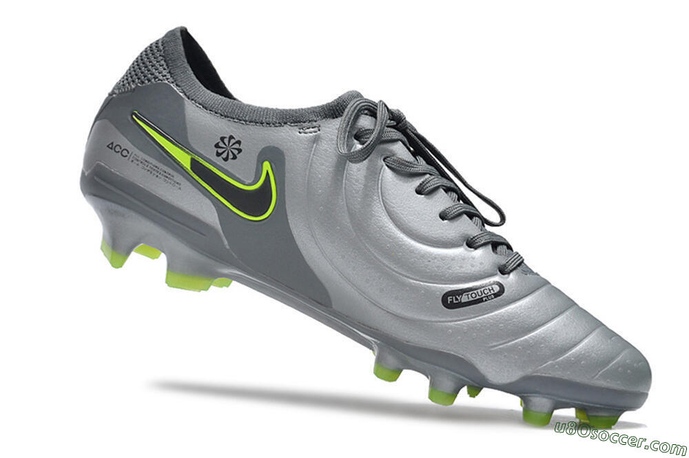 Nike Tiempo Legend 10 Elite FG Firm Ground Soccer Cleats - Silver/Grey/Yellow 4