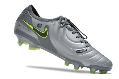 Nike Tiempo Legend 10 Elite FG Firm Ground Soccer Cleats - Silver/Grey/Yellow