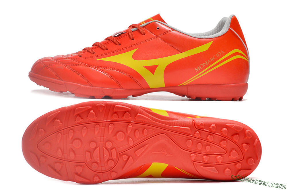 Mizuno Monarcida Neo Ckassic TF Artificial Turf Soccer Shoes - Red/Gold 0