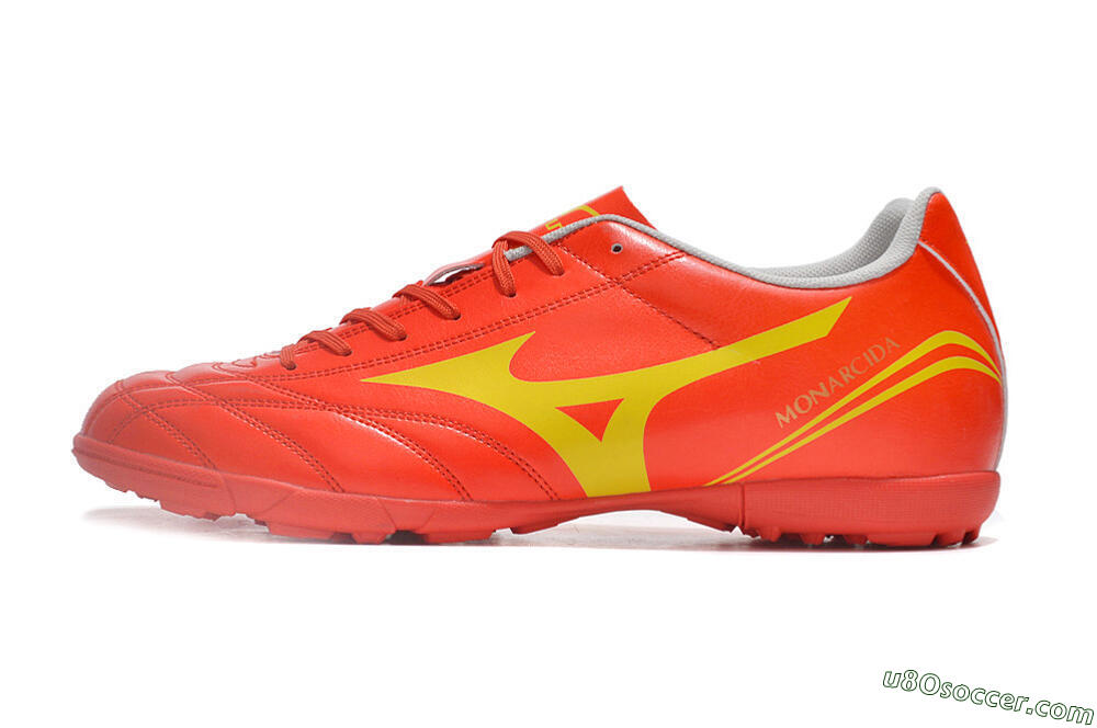 Mizuno Monarcida Neo Ckassic TF Artificial Turf Soccer Shoes - Red/Gold 2