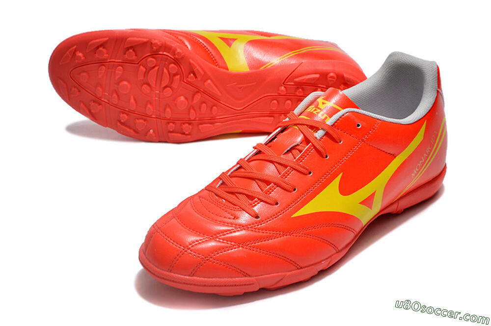 Mizuno Monarcida Neo Ckassic TF Artificial Turf Soccer Shoes - Red/Gold 3
