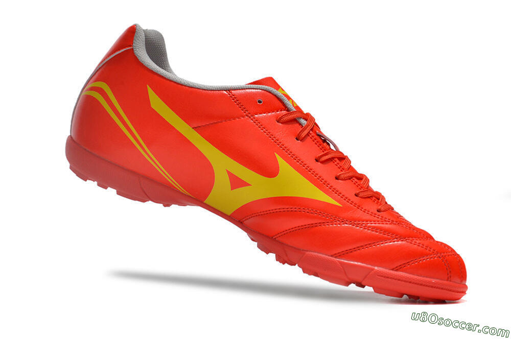 Mizuno Monarcida Neo Ckassic TF Artificial Turf Soccer Shoes - Red/Gold 4