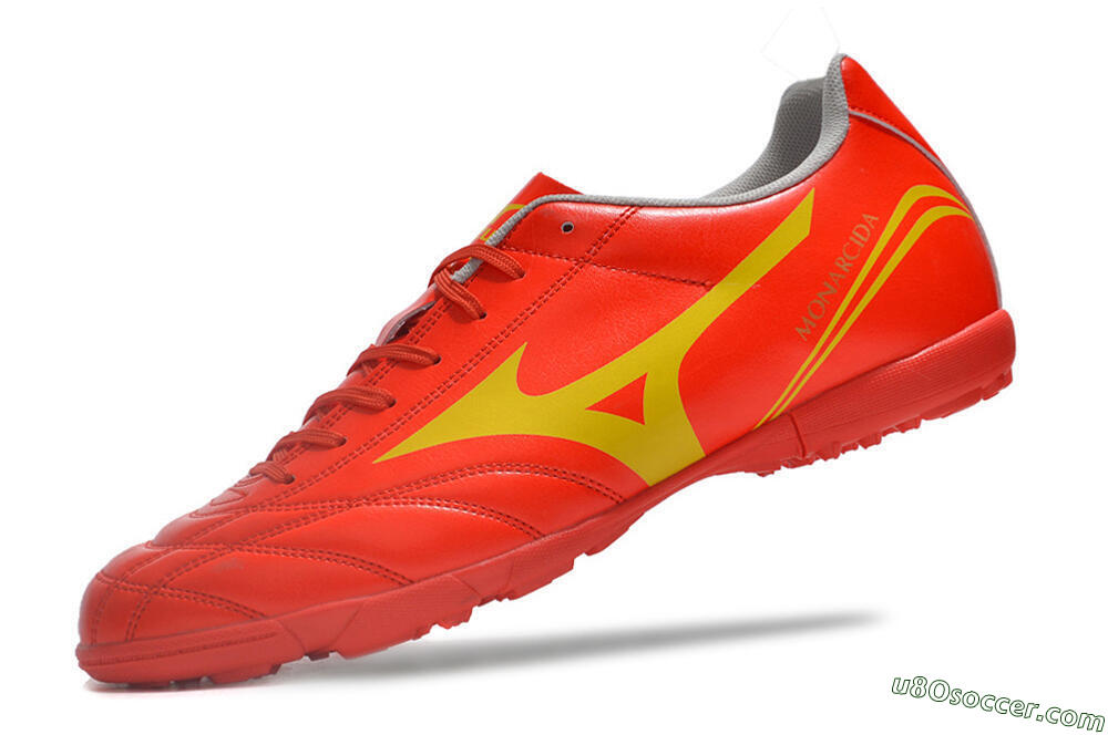 Mizuno Monarcida Neo Ckassic TF Artificial Turf Soccer Shoes - Red/Gold 5
