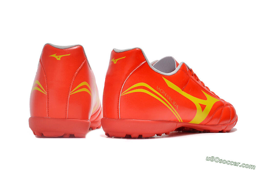 Mizuno Monarcida Neo Ckassic TF Artificial Turf Soccer Shoes - Red/Gold 6