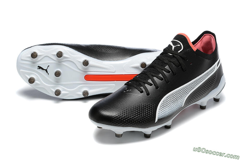 Puma King Ultimate Icon MG Multi Ground Soccer Cleats - Black/White/Red 3