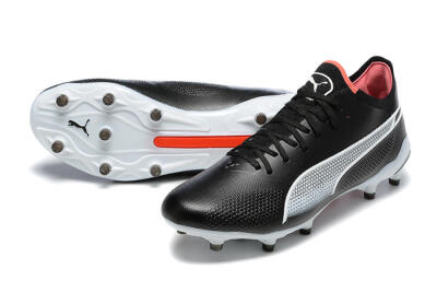 Puma King Ultimate Icon MG Multi Ground Soccer Cleats - Black/White/Red