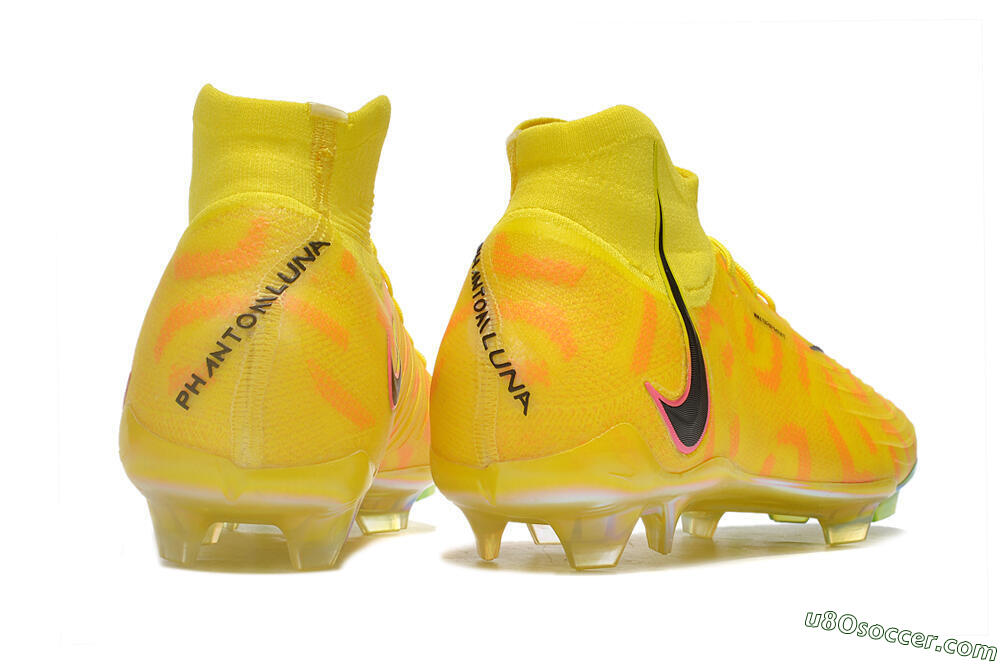 Nike Phantom Luna Elite FG Firm Ground Soccer Cleats - Yellow/Black/Pink 6
