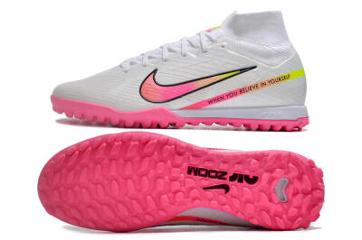 Nike Air Zoom Mercurial Superfly 9 Elite TF Artificial Turf Soccer Shoes - White/Pink/Black/Green