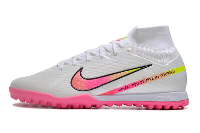 Nike Air Zoom Mercurial Superfly 9 Elite TF Artificial Turf Soccer Shoes - White/Pink/Black/Green