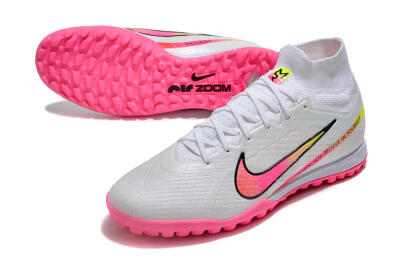 Nike Air Zoom Mercurial Superfly 9 Elite TF Artificial Turf Soccer Shoes - White/Pink/Black/Green