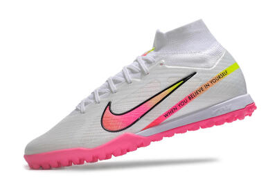 Nike Air Zoom Mercurial Superfly 9 Elite TF Artificial Turf Soccer Shoes - White/Pink/Black/Green