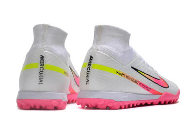 Nike Air Zoom Mercurial Superfly 9 Elite TF Artificial Turf Soccer Shoes - White/Pink/Black/Green