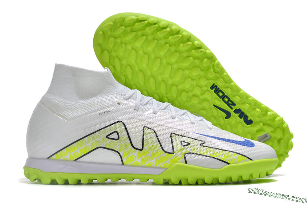 Nike Air Zoom Mercurial Superfly 9 Elite TF Artificial Turf Soccer Shoes - White/Blue/Yellow 1