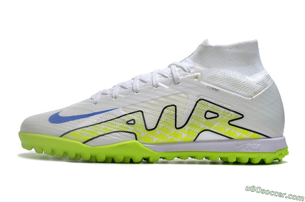Nike Air Zoom Mercurial Superfly 9 Elite TF Artificial Turf Soccer Shoes - White/Blue/Yellow 2