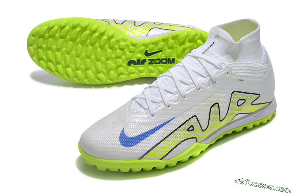 Nike Air Zoom Mercurial Superfly 9 Elite TF Artificial Turf Soccer Shoes - White/Blue/Yellow 3