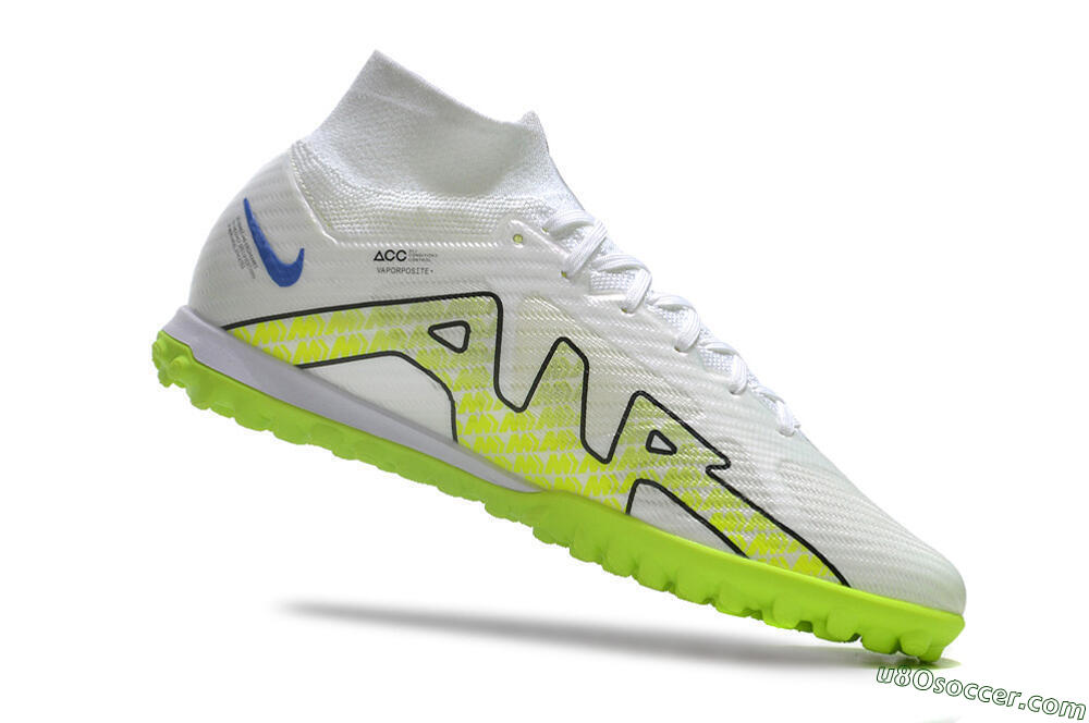 Nike Air Zoom Mercurial Superfly 9 Elite TF Artificial Turf Soccer Shoes - White/Blue/Yellow 4